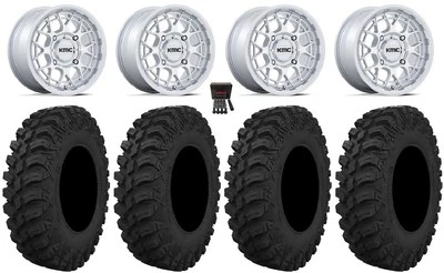 KMC Technic 15" Wheels Gloss Machined 32" Crawler AT Tires Commander Maverick