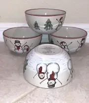 St Nicholas Square YULETIDE Snowman soup cereal bowls, Set Of 4 New