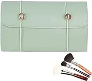 Roll up Makeup Brush Bag,Makeup Brush Roll up Case Holder | Foldable Travel Toiletry Bag for Women, with 4 Detachable Removable Zipper Clear Pouches, for Bathroom Shower