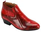 Men's Dress Casual Boots Cuban Heel Zipper Snake Print Red ANTONIO CERRELLI 5159