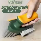 Tile Floor Cleaning V Shape Scrubber Brush Squeegee Cleaner Brushes Home