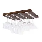 4 Sectional Under Cabinet Wood Stemware Rack 12 Inch Deep () Chestnut
