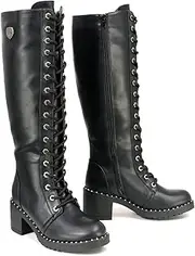 Milwaukee Leather MBL9442 Women Black Lace-Up Tall Boots with Platform Heel - 6