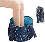 ALIECOM Collapsible Bucket for Soaking Feet, Portable Travel Foot Bath Tub, Multi-use Folding Foot Spa Soak Basin Water Container for Camping, Picnic, Indoor, Outdoor (17L, Navy Blue)