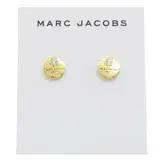 MARC JACOBS 馬克賈伯 專櫃商品 圓盤LOGO水鑽鑲嵌耳環.淡金