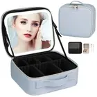 Travel Makeup Bag with Light up Mirror, Makeup Train Case with Lighted Mirror...