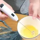 White Electric Milk Frother Egg Whisk, Battery Operated Coffee Foam Maker Mixer