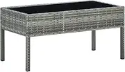Garden Table Grey - 75x40x37 cm | Poly Rattan Outdoor Dining Patio Table with Glass Top | Modern, Extendable, Foldable Design for Flexible Use in Gardens and Patios