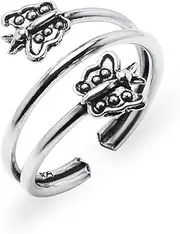 [Silverline Jewelry] 925 Sterling Silver Toe Ring, Butterfly Wrap Adjustable Band Ring, Metal