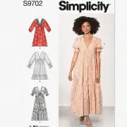 Vibrant V-Neck Empire Dress Sewing Kit - Sizes 18-26, Multicolor (Code S9702)