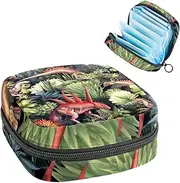 Period Bag,Sanitary Napkin Storage Bag,Ancient Jungle Dinosaur,Tampon Bag for Purse