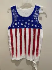 JUSTICE Girls American Flag Sleeveless Studded Tank Top Size 20 NWT