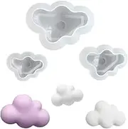 3Pcs/Set 3D Cloud Shape Chocolate Silicone Mold Mousse Fondant Ice Cube Mould Pudding Candy Soap Candle Crystal Epoxy Resin Molds Baking Cake Decoration Tool