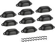 uxcell Cup Pulls, Carbon Steel Shell Pull Handles Black for Dresser Kitchen Cabinet Drawer, 3.86" Length 1.3" Width,10 Pack