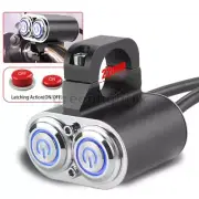 Motorcycle Switch ON OFF Handlebar 7/8" Push Dual Button Fog Spot Light Blue LED