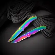 Lock Back Blade Folding Colorful Rainbow Camping Bush Field Craft Knife Scouts