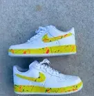 Nike Air Force 1 Custom "Mustard Yellow" Splatter Graffiti Shoes Mens Womens