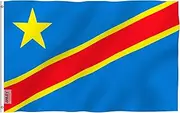 ANLEY Fly Breeze 3x5 Feet Democratic Republic of the Congo Flag - Vivid Color and UV Fade Resistant - Canvas Header and Double Stitched - Congo-Kinshasa Flags Polyester with Brass Grommets 3 X 5 Ft