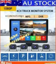 ✅AU 10.1" Monitor DVR 4CH Vehicle Reversing Recording HD Camera Kit Truck Bus