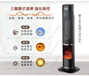 【TECO東元】3D擬真火焰PTC陶瓷立式電暖爐/暖氣機/電暖器(XYFYN3002CBB) (7.1折)