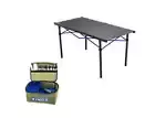 Kings Aluminium Roll Up Camping Table Large 71x140cm + Picnic Set - 37 Piece