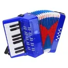 Accordion, 17 Keys 8 Bass Button Accordion Toy Mini Musical Instrument Dark Blue