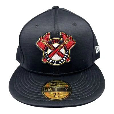 New Era 59fifty Atlanta Braves Clubhouse Cap Fitted Navy blue Hat Men's Sz 7-1/2