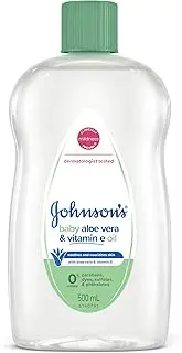 Johnson's Baby Aloe Vera & Vitamin E Gentle Mild Soothing Moisturising Baby Oil 500mL | Leaves skin soft, smooth and well-moisturised|Great as a baby massage oil