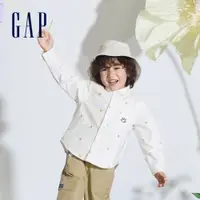 在飛比找蝦皮商城優惠-Gap 男幼童裝 Logo純棉小熊印花翻領長袖襯衫-白色(8