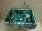 18"x12"x5" Green Agate Stone Sink Luxury Agate Mosaic Art Washbasin for Kitchen