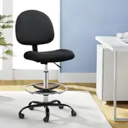 Artiss Office Chair Drafting Stool Computer Standing Desk Fabric Chairs Black