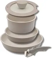 Kevnhaun KVCW5P Handle Removable Frying Pan Set of 5, IH Gas, Oven Safe, Triple Layer Fluorine Coating, Non-Stick 7.1 inches (18 cm), 7.9 inches (20 cm), 10.2 inches (26 cm), Glass Lid, Deep, PFOS