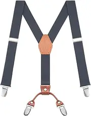 [Buyless Fashion] Adjustable Suspenders for Kids - 26" Elastic Straps 1" - Leather Y Shape Back - 5151