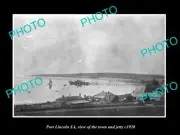 OLD LARGE HISTORIC PHOTO OF PORT LINCOLN SA VIEW OF TOWN & JETTY c1920