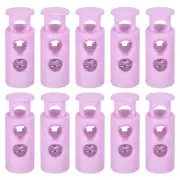 30Pcs 4mm Cord Lock Plastic Double Hole Spring Toggle Stoppers, Purple