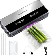 Food Vacuum Sealer for Meal Prep,Food Packer Equipped with Vacuum Bags,Built-in Cutter,Automatic Vacuum Sealer Machine Kit Dry Moist Seal Pulse Canister Mode Good for Leftovers,Sous Vide,Freezing