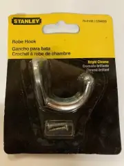 (5) Stanley Robe Hooks In a Bright Chrome Finish