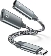 USB C to Lightning Audio Adapter Cable with Charger (Grey)