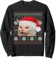 [keoStore] Woman Yelling at A Cat Santa Hat Ugly Xmas Funny Cat Meme Sweatshirt ds1300 Sweater