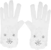 [LIFKOME] White Lace Wedding Gloves Elegant Bridal Accessories Bridal Full Finger Mittens Wedding Dress Gloves for Ceremonies and Receptions