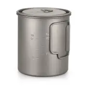 Ultralight 750Ml Titanium Cup Outdoor Portable Camping Picnic Water Mug With Foldable Handle Camping Cookware
