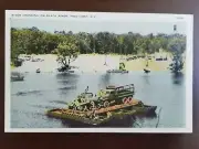 WWI Pine Camp NY US Army Armored Vehicles Raft Crossing Black River Postcard PC