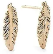 Alex and Ani Feather Post Earrings - Gold Plated