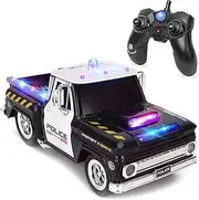 RC Remote Control Police Pickup Truck Toy Vehicle with Lights and Sirens | 1:16 Rechargeable Radio Control Cop Car for Kids