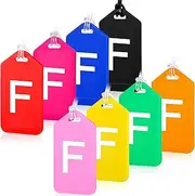 Paterr 8 Pcs Bright Colored Initial Letter A-Z Luggage Tags Bulk Suitcase Tag with Privacy Name Card Bag Tags for Travel Sports(F)