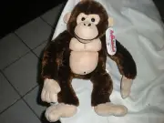ANMALAND PLUSH TAN BROWN MONKEY APE GORILLA BLACK 16" NWT CHUCKLES