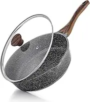SENSARTE Nonstick Deep Frying Pan Skillet, 12-inch Saute Pan with Lid, Stay-Cool Handle, Chef Pan Healthy Stone Cookware Cooking Pan, Induction Compatible
