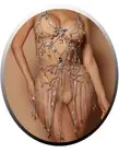 Butterfly Tassel Body Chain Skirt Silver Sexy Rhinestone Adjustable Crystal Body