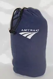 new Amtrak Passenger Cozy Comfort Blanket + eye mask in carry bag NAVY