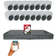 32 Channel HD DVR Recorder Camera System 4TB HDD 16x HD Dome Security Cameras